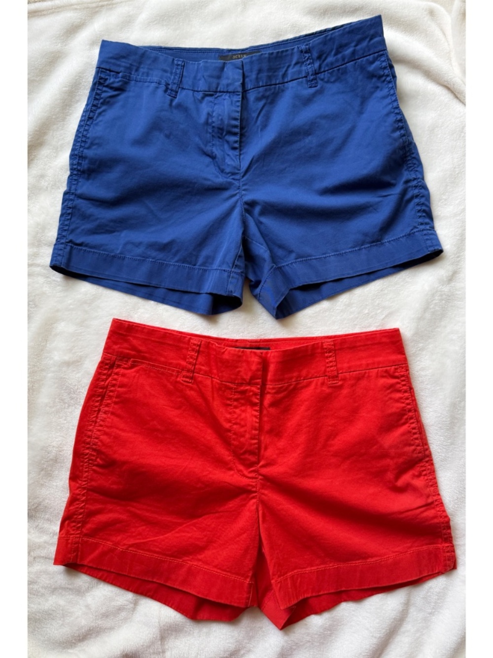 J. Crew Chino Shorts -- Bundle of 2, Cobalt Blue and Red-Orange, Size 2 - Picture 2 of 5